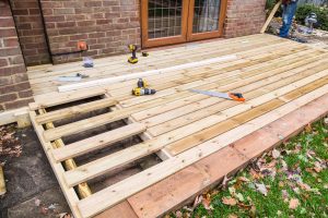 New wooden deck being constructed